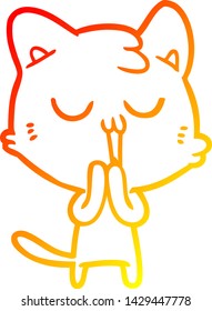 warm gradient line drawing of a cartoon cat singing
