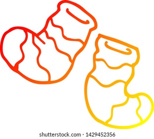warm gradient line drawing of a cartoon socks