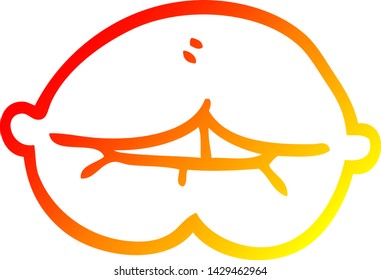 warm gradient line drawing of a cartoon mouth biting lower lip