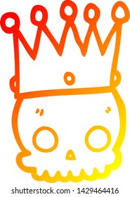 warm gradient line drawing of a cartoon skull with crown