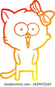 warm gradient line drawing of a cartoon cat