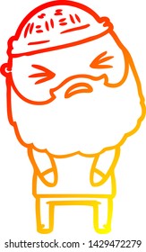 warm gradient line drawing of a cartoon man with beard