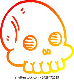 warm gradient line drawing of a cartoon halloween skull
