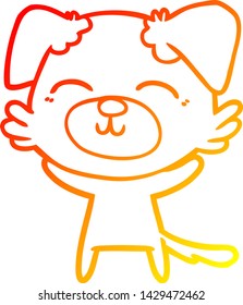 warm gradient line drawing of a cartoon dog