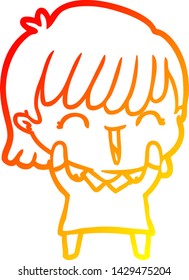 dibujo de línea de gradiente cálido de una mujer caricaturista