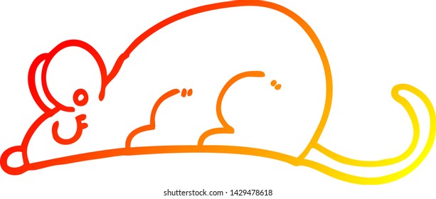 dibujo de línea de degradado cálido de una rata de dibujos animados
