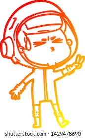 warm gradient line drawing of a cartoon stressed astronaut