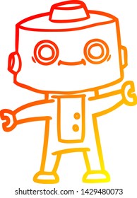 dibujo de línea de degradado cálido de un robot de dibujos animados