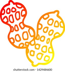 warm gradient line drawing of a cartoon peanut