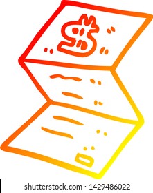 warm gradient line drawing of a cartoon legal money letter