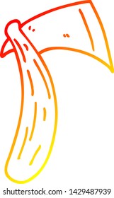 warm gradient line drawing of a cartoon sharp axe