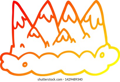 warm gradient line drawing of a cartoon mountains
