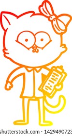 warm gradient line drawing of a cartoon cat