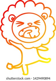 warm gradient line drawing of a cartoon lion