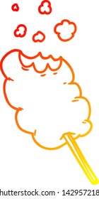 dibujo de línea de gradiente cálido de un caricatura de caramelo flotante