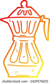 warm gradient line drawing of a cartoon espresso pot