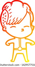 warm gradient line drawing of a cartoon girl wearing futuristic clothes
