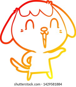 warm gradient line drawing of a cartoon dog