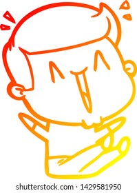 dibujo de línea de gradiente cálido de un hombre feliz con dibujos animados