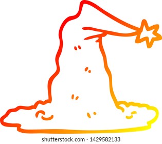 warm gradient line drawing of a cartoon wizard hat