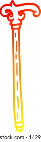 warm gradient line drawing of a cartoon fancy walking stick