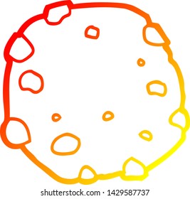 dibujo de línea de degradado cálido de una cookie de dibujos animados
