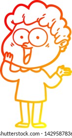 dibujo de línea de gradiente cálido de un hombre feliz con dibujos animados