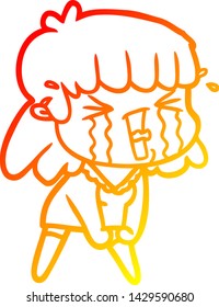 dibujo de línea de gradiente cálido de una mujer caricaturista