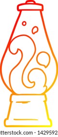 dibujo de línea de gradiente cálido de una lámpara de lava retro de dibujos animados