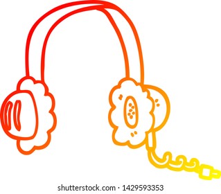 dibujo de líneas de degradado cálido de auriculares de música de dibujos animados