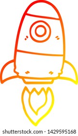 warm gradient line drawing of a cartoon space rocket