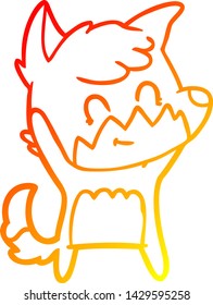 warm gradient line drawing of a cartoon friendly fox