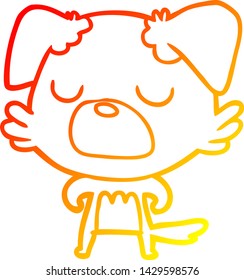 dibujo de línea de degradado cálido de un perro de dibujos animados