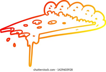 warm gradient line drawing of a cartoon slice of pizza