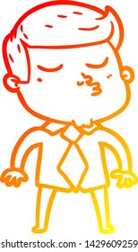 dibujo de línea de gradiente cálido de un tipo de modelo de dibujos animados puliendo
