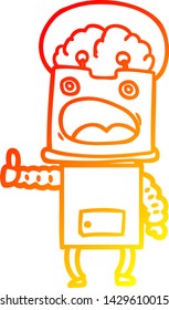 warm gradient line drawing of a cartoon robot