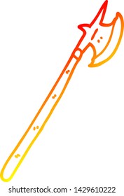 dibujo de línea de gradiente cálido de una caricatura halberd medieval