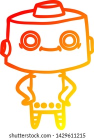dibujo de línea de degradado cálido de un robot de dibujos animados