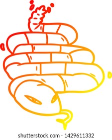 warm gradient line drawing of a cartoon poisonous snake