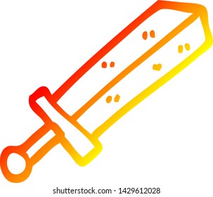 warm gradient line drawing of a cartoon sword