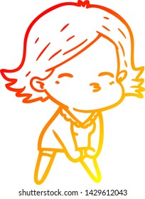 warm gradient line drawing of a cartoon woman