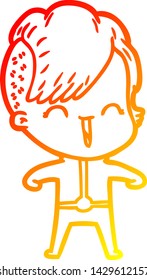 warm gradient line drawing of a cartoon happy hipster girl