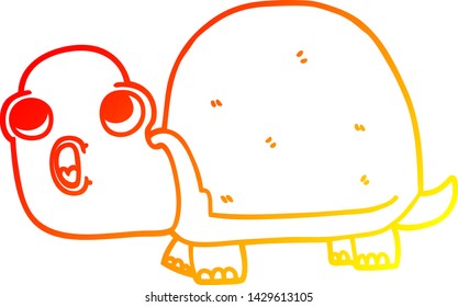 warm gradient line drawing of a cartoon shocked turtle