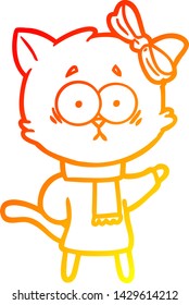 warm gradient line drawing of a cartoon cat