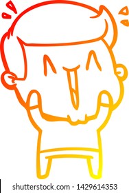 warm gradient line drawing of a cartoon excited man