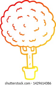 dibujo de línea de degradado cálido de un árbol de dibujos animados