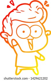 warm gradient line drawing of a cartoon staring man