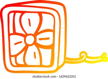 warm gradient line drawing of a cartoon electric fan