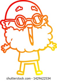 dibujo de línea de gradiente cálido de un hombre alegre con barba