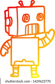 warm gradient line drawing of a cartoon robot